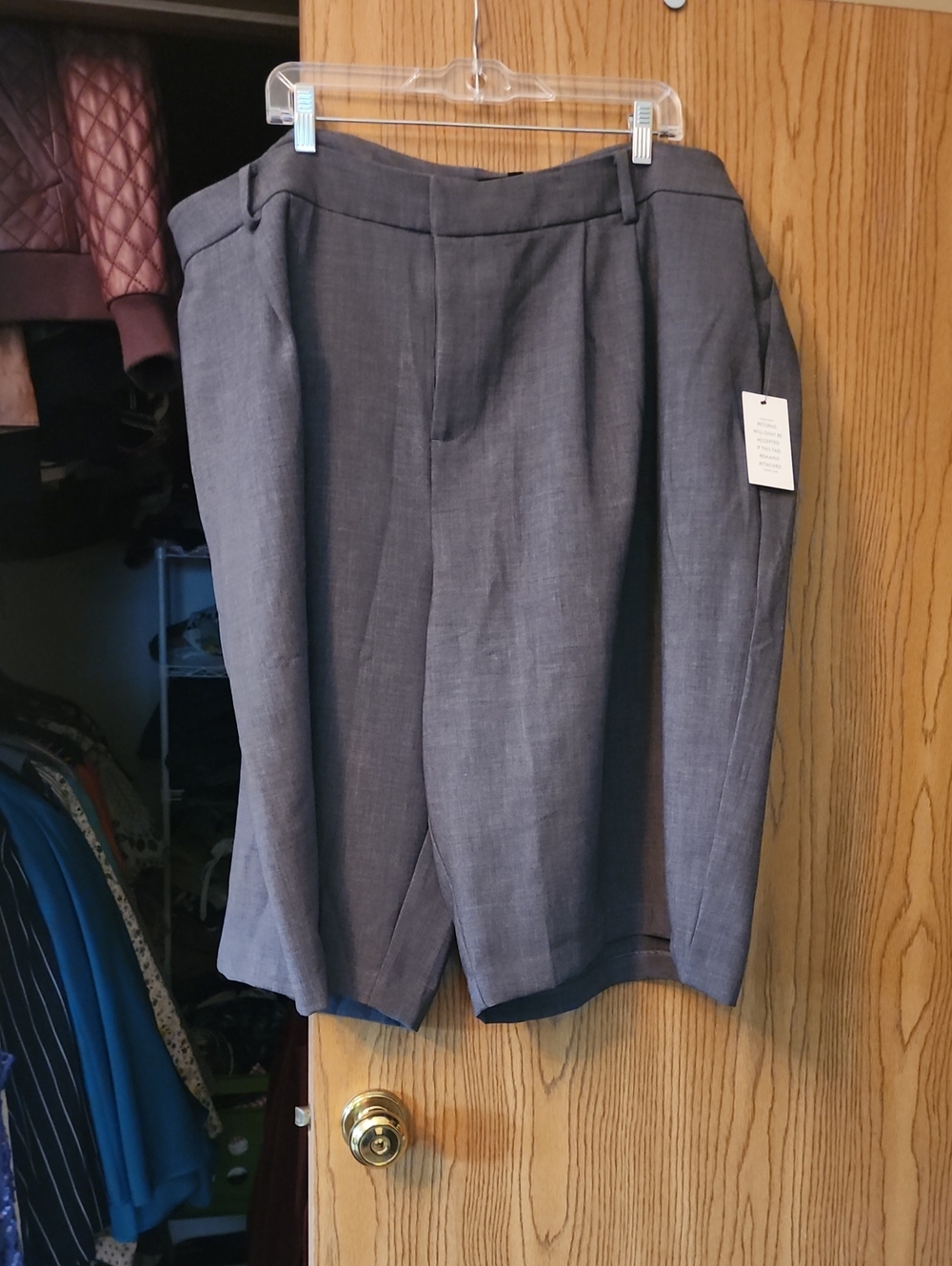 Eloquii Slate Gray Tailored Bermuda Shorts